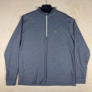 Straight Down Mens XL 1/4 Zip Long Sleeve Shirt Gray Striped Embroidered‎ Logo